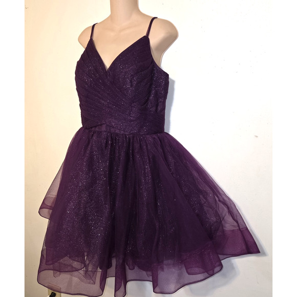 Chong Xiao Purple Tulle Dress Medium? Sparkly Fit And Flare Skater NWT Party - Picture 6 of 16